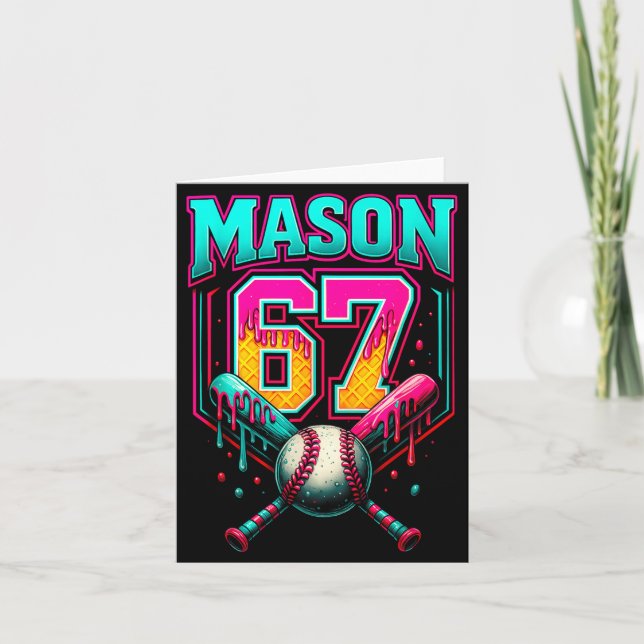 Mason 67 Funny Ice Cream Drip Baseball Ice Cream D Card (Front)