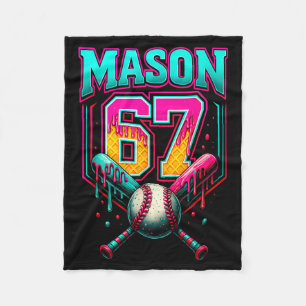 Mason 67 Funny Ice Cream Drip Baseball Ice Cream D Fleece Blanket