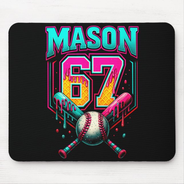 Mason 67 Funny Ice Cream Drip Baseball Ice Cream D Mouse Pad (Front)