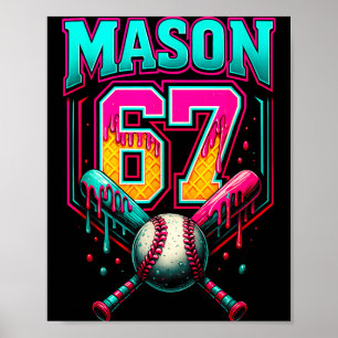 Mason 67 Funny Ice Cream Drip Baseball Ice Cream D Poster