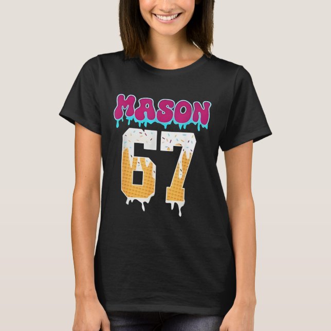 Mason 67 Funny Ice Cream Drip Baseball Ice Cream D T-Shirt (Front)