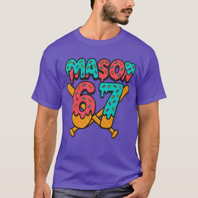 Mason 67 Funny Ice Cream Drip Baseball Meme Design T-Shirt (Front)