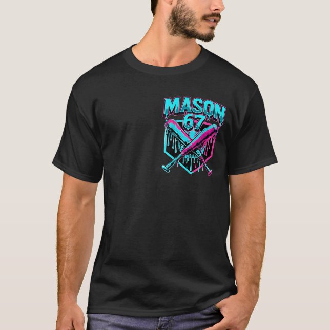 Mason 67 Funny Ice Cream Drip Baseball Meme Graphi T-Shirt (Front)