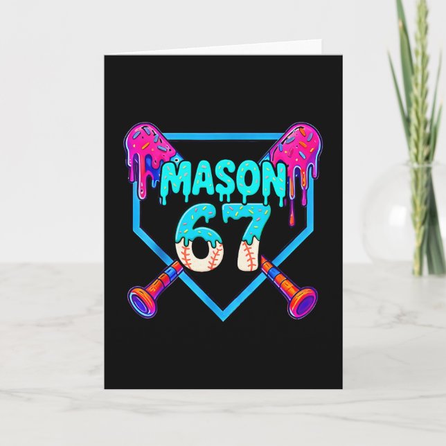 Mason 67 Funny Ice Cream Drip Sell Meme Design  Card (Front)
