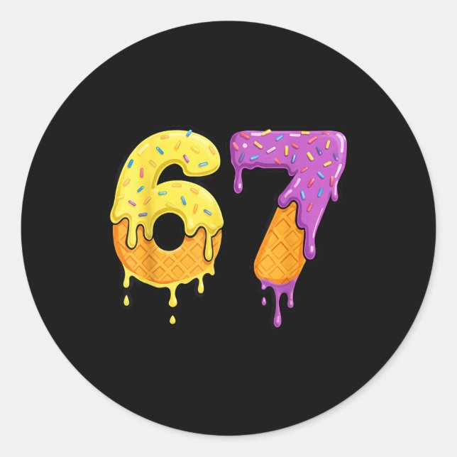 Mason 67 Ice Cream Drip Meme Six Seven Funny  Classic Round Sticker (Front)
