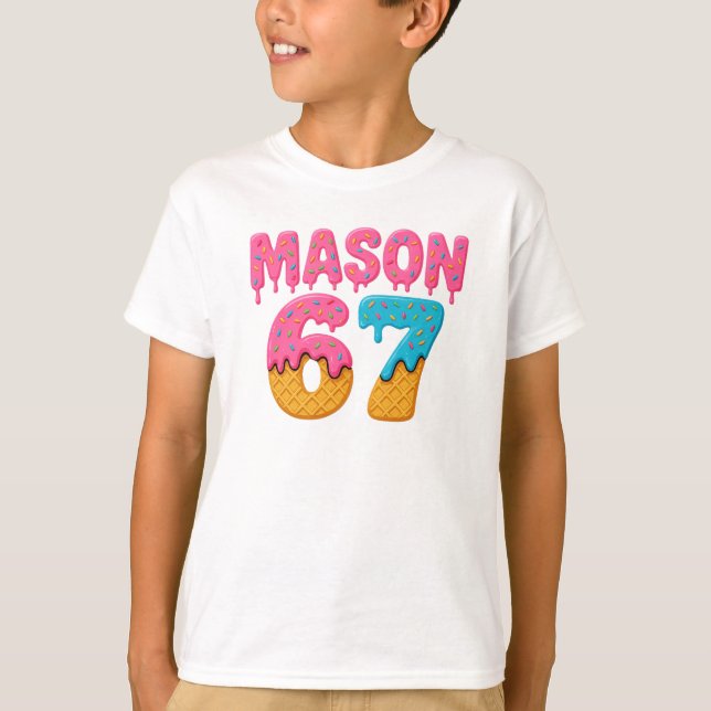 Mason 67 Ice Cream Meme Funny Six Seven mason ice  T-Shirt (Front)