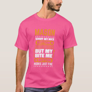 Mason Bite Me Button Works Masonry and Bricklayer T-Shirt