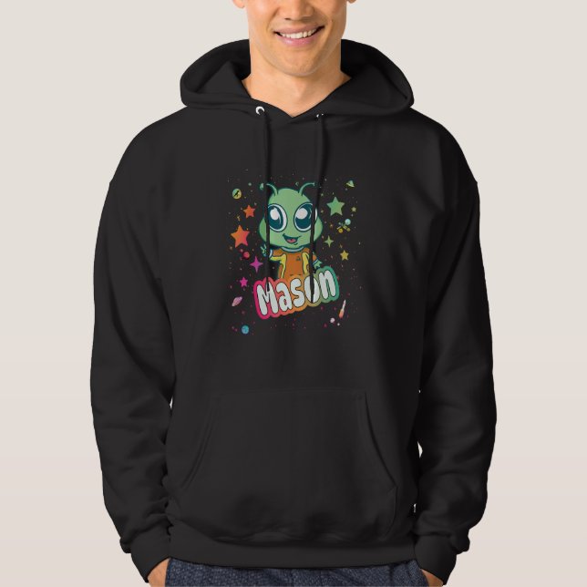 MASON - Cute Boy Name with cute Alien Hoodie (Front)