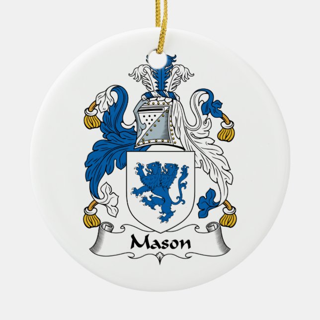 Mason Family Crest Ceramic Tree Decoration (Front)