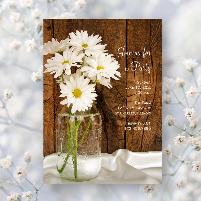 Mason Jar and Daisies Country All Occasion Party Invitation (Creator Uploaded)