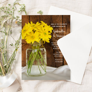 Mason Jar and Daisies Country Engagement Party Invitation