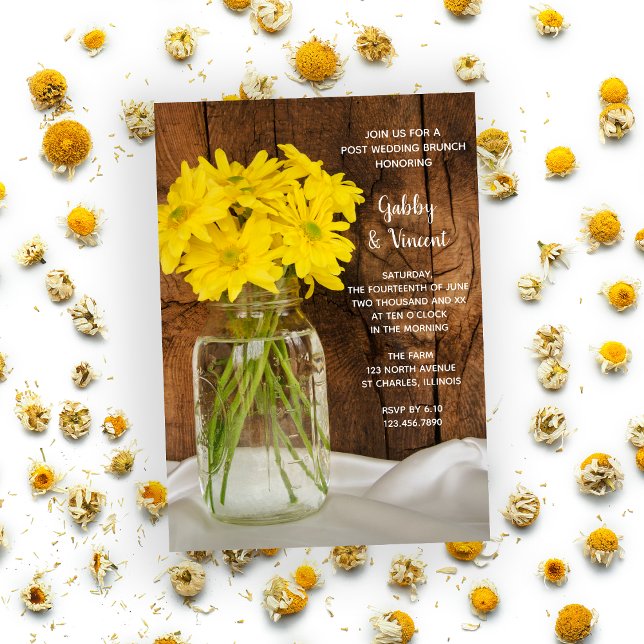 Mason Jar and Daisies Country Post Wedding Brunch Invitation (Creator Uploaded)