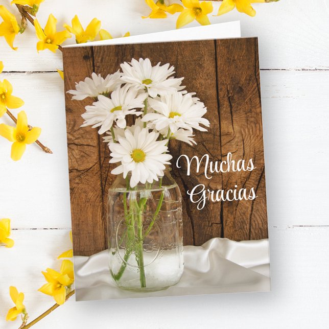 Mason Jar and Daisies Spanish Thank You Gracias (Creator Uploaded)