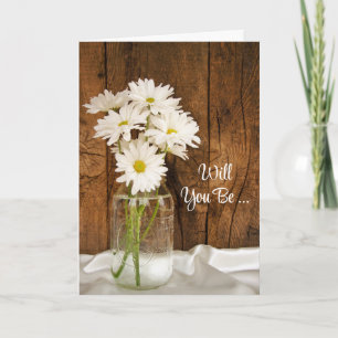 Mason Jar and Daisies Will You Be My Bridesmaid Invitation