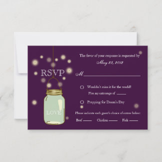 Mason Jar and Fireflies Heart RSVP Meal Options