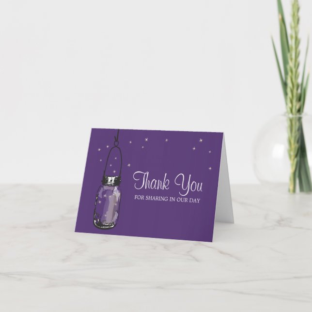 Mason Jar and Fireflies Thank You Card (Front)