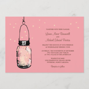Mason Jar and Fireflies Wedding Invitations