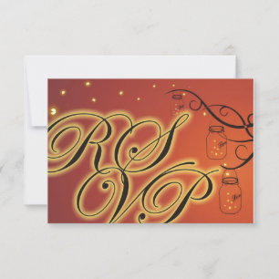 Mason Jar and Firefly Double Sided RSVP Orange Card