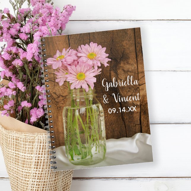 Mason Jar and Pink Daisies Barn Wedding Guest Book (Creator Uploaded)
