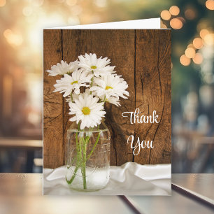 Mason Jar and White Daisies Country Thank You Card