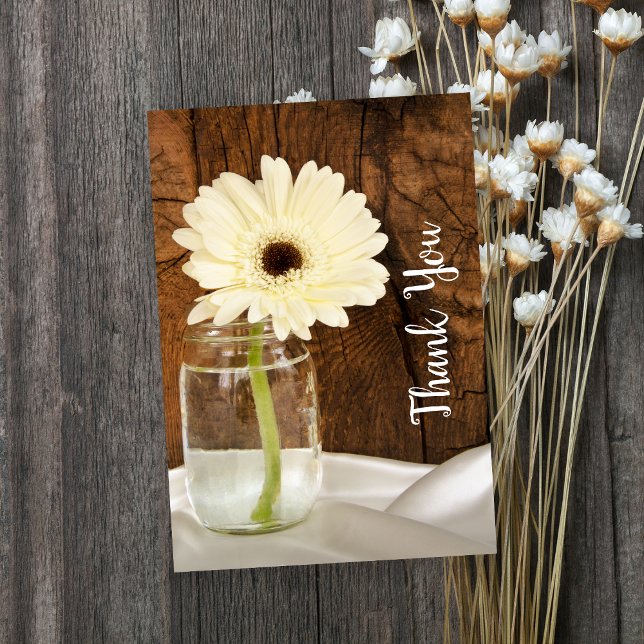 Mason Jar and White Daisy Barn Wedding Thank You (Creator Uploaded)
