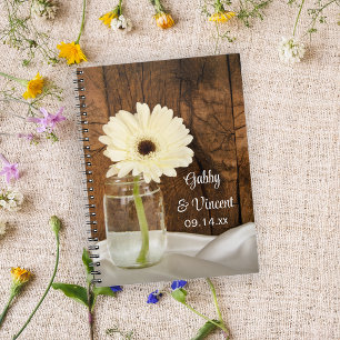 Mason Jar and White Daisy Country Barn Wedding Notebook