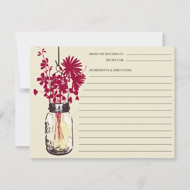 Mason Jar and Wildflowers Recipe Card (Front)