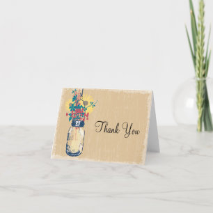 Mason Jar and Wildflowers Thank You Card