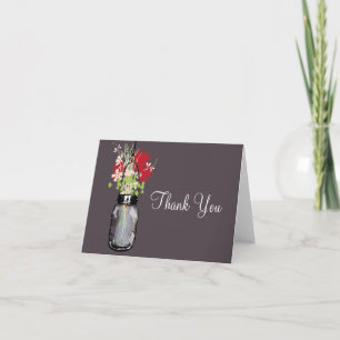 Mason Jar and Wildflowers Thank You Card