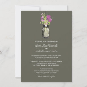 Mason Jar and Wildflowers Wedding Invitations