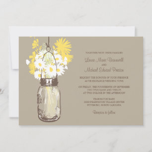 Mason Jar and Wildflowers Wedding Invitations