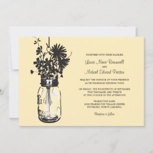 Mason Jar and Wildflowers Wedding Invitations