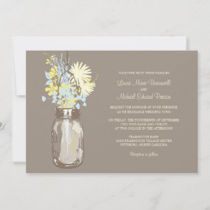 Mason Jar and Wildflowers Wedding Invitations