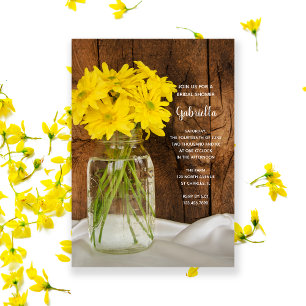 Mason Jar and Yellow Daisies Country Bridal Shower Invitation