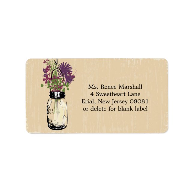 Mason Jar & Autumn Wildflowers Label (Front)