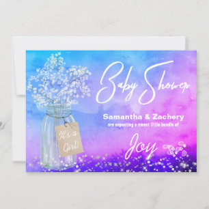 *~* Mason Jar Baby Breath Rustic Baby Shower Invitation