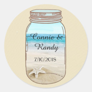 Mason Jar Beach Wedding Sticker
