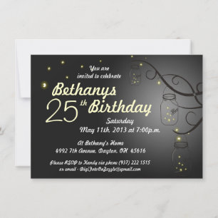 Mason Jar Birthday Invitation in Black Grey