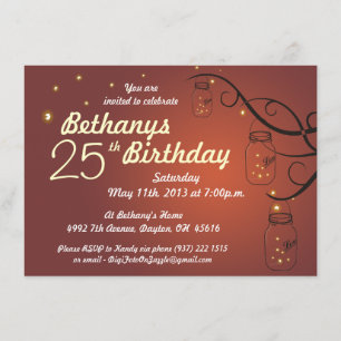 Mason Jar Birthday Invitation in Burnt Orange