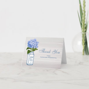 Mason Jar Blue Hydrangea Grey Thank You