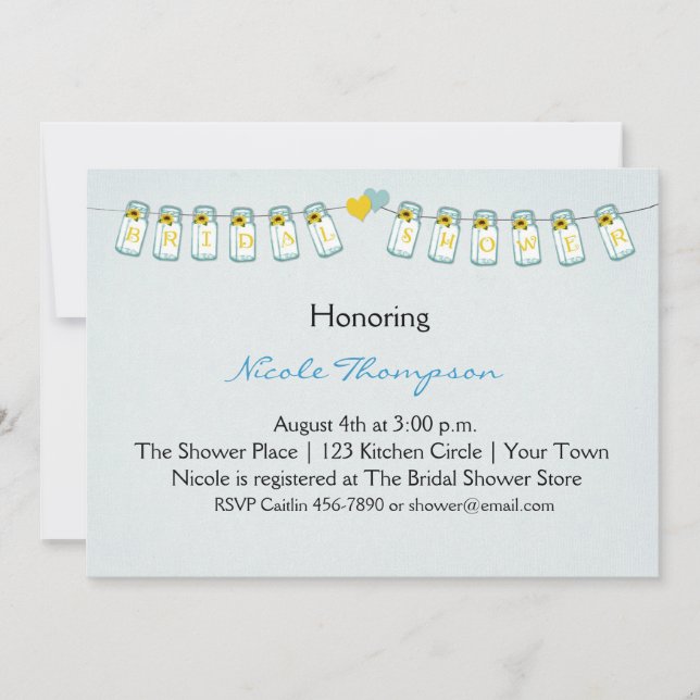 Mason Jar Bunting, Bridal Shower Invitation (Front)