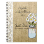 Mason Jar Burlap White Lace Baby Shower Guest Book