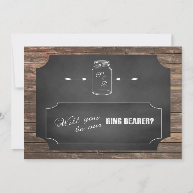 Mason Jar Chalboard Will You Be Our Ring Bearer? Invitation (Front)