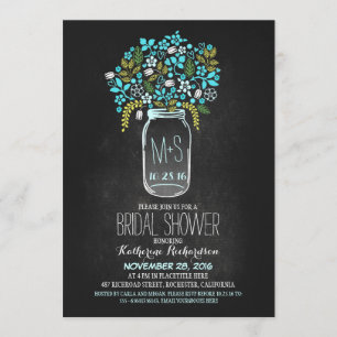 mason jar chalkboard bridal shower invitation