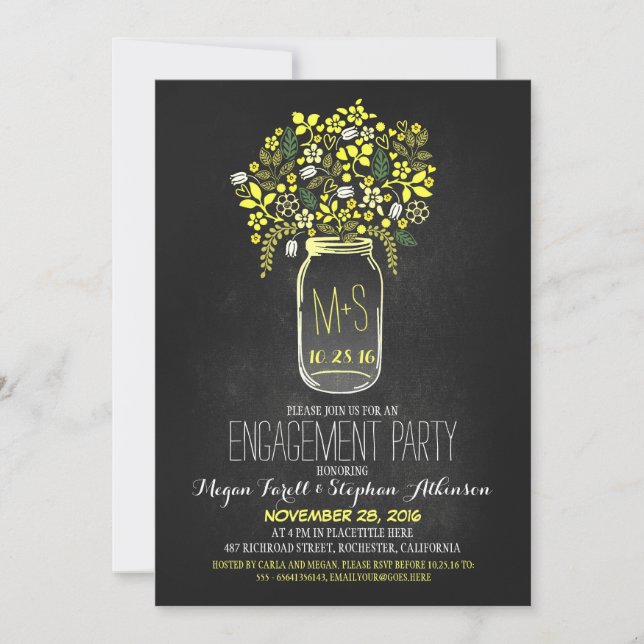 mason jar chalkboard engagement party invitation (Front)