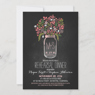 mason jar chalkboard rehearsal dinner invitation