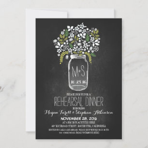 mason jar chalkboard rehearsal dinner invitation