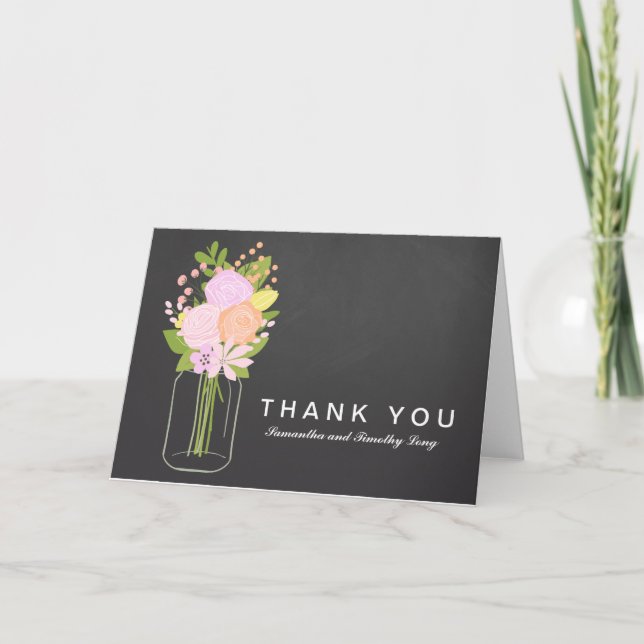 Mason Jar Chalkboard Thank You | Wedding Card (Front)