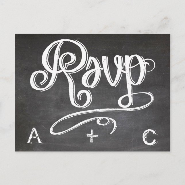 Mason Jar Chalkboard Wedding RSVP Response Invitation Postcard (Front)