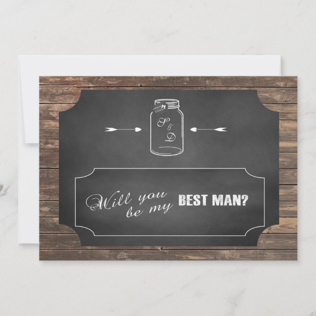 Mason Jar Chalkoard Will You Be My Best Man? Invitation (Front)